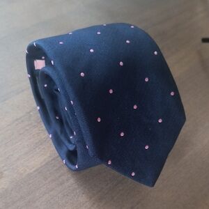 Thomas Pink Dark Blue Tie with Pink Dots
